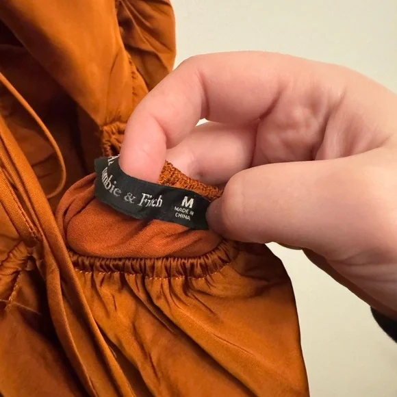 Rust Orange Satin Mini/Midi Dress with plunge neckline - Picture 3 of 3